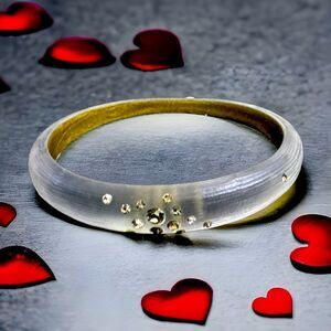 Alexis Bittar Iridescent Silver Lucite and Crystal Bangle Bracelet